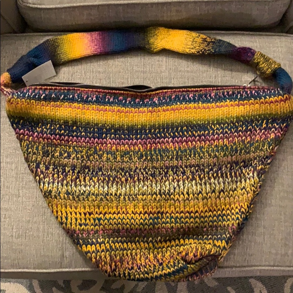Urban Outfitters Multicolor Knit Hobo Bag - Yellow, Blue, Purple, Pink
